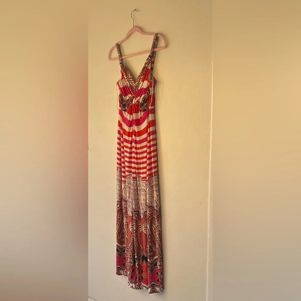 Kelly Diane Elegant orange and white Maxi Dress - Picture 2 of 13